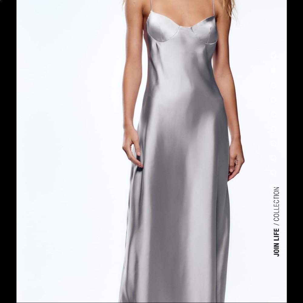 Zara satin effect cut out gray dress